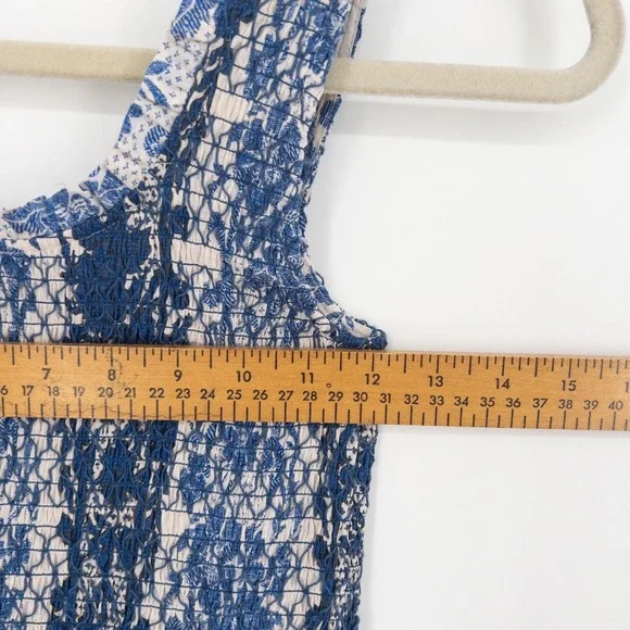 Tuckernuck Bondi Blues Floral Toile Smocked Mallie Midi Dress XXS Cotton Ruffle - Picture 7 of 8